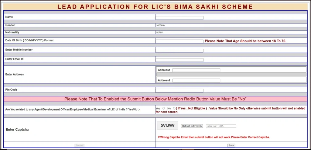 LIC Bima Sakhi Yojana Apply Online Step-2