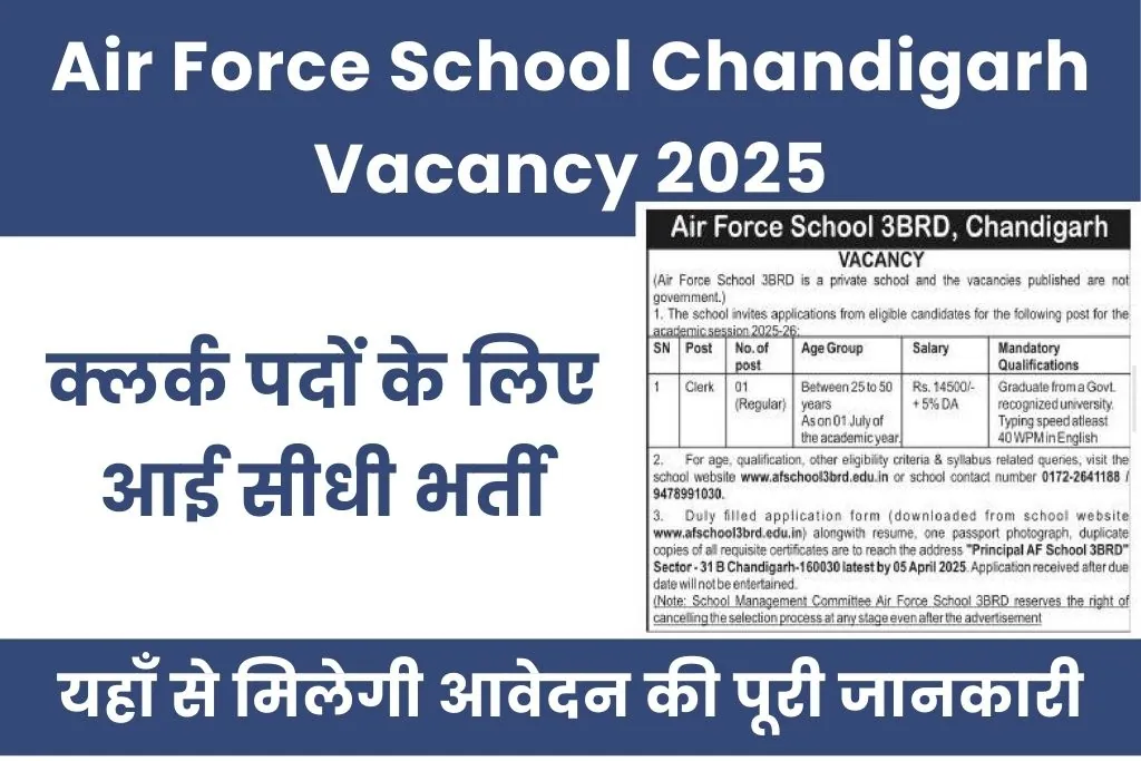 Air Force School Chandigarh Vacancy 2025