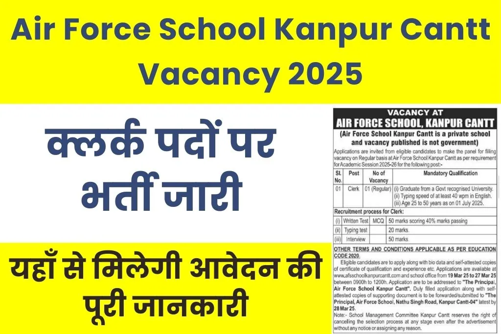 Air Force School Kanpur Cantt Vacancy 2025